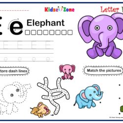 Letter E Tracing, Writing, Matching and Fun Activity Worksheet