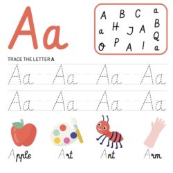 Letter A Tracking Worksheet. Learn words with letter A