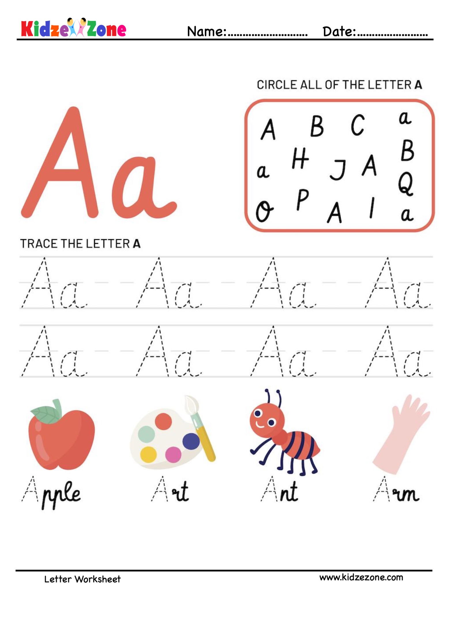 letter-a-tracing-and-fun-worksheet-kidzezone
