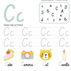 Letter C Tracking Worksheet. Learn words with letter C