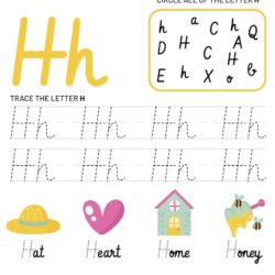 Letter H Tracking Worksheet. Learn words with letter H
