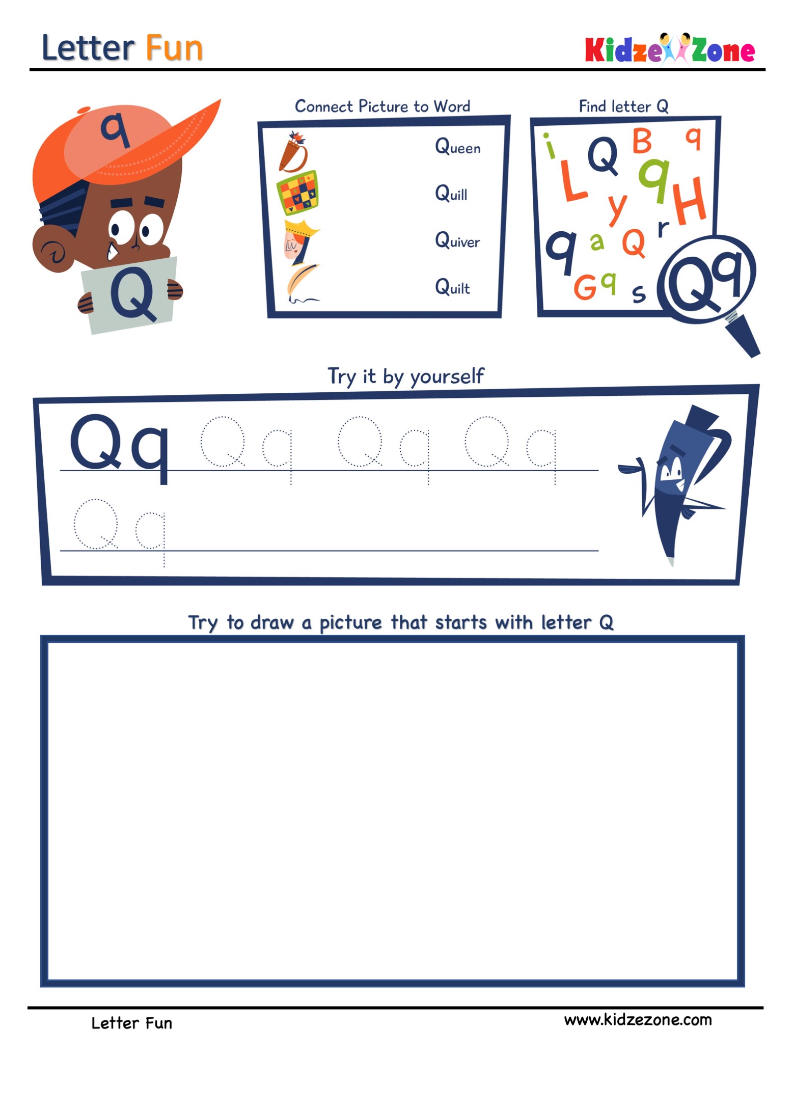 Letter Q Super Smart Worksheet - KidzeZone