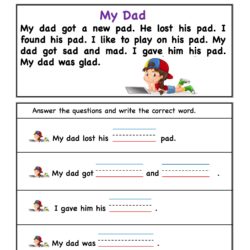 Reading Simple Story Comprehension Word Family AD