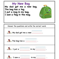 Reading Simple Story Comprehension Word Family AG