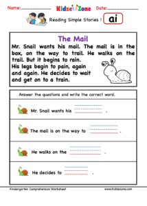 Reading Comprehension Stories with ai word Family