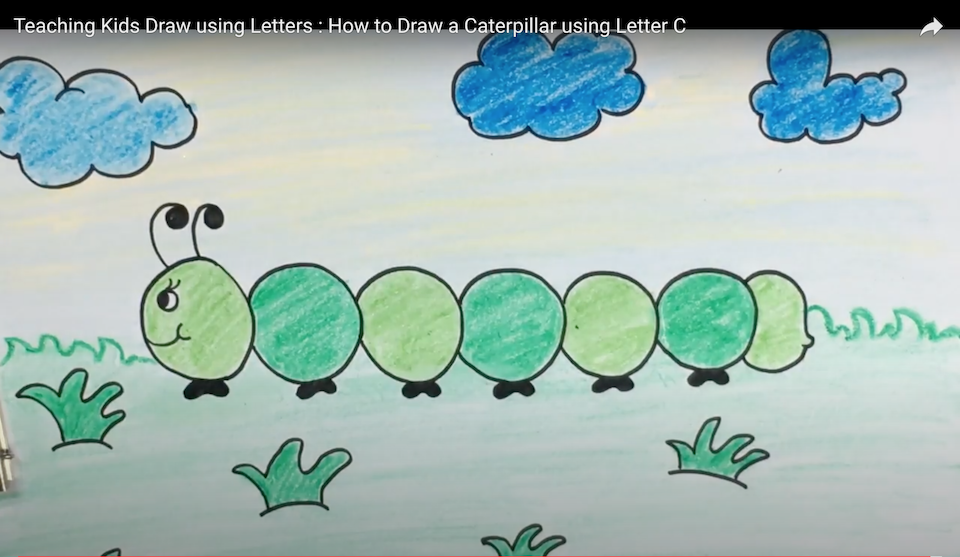 Learn to Draw a CatterPillar with Letter C