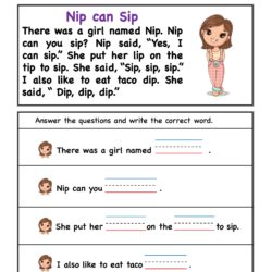 IP Word family Reading Simple Stories Comprehension